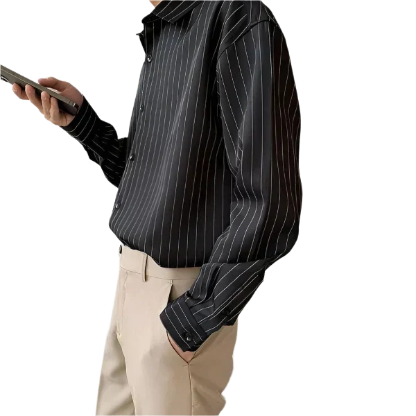 Salvatore | Camicia gessata a maniche lunghe con bottoni da uomo