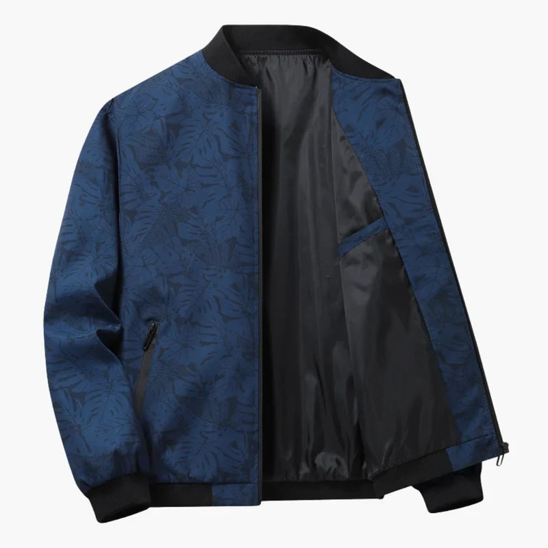Ruggero | Bomber con stampa foglie e zip da uomo