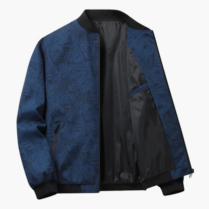 Ruggero | Bomber con stampa foglie e zip da uomo