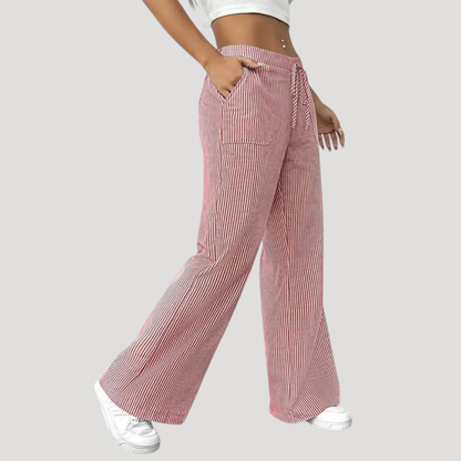 Ginevra | Pantaloni Donna Casual a Gamba Larga a Righe