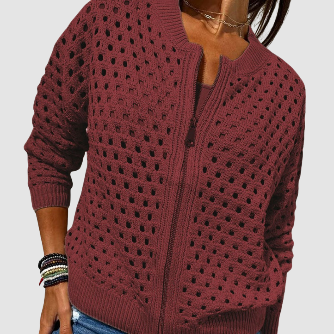 Desiree | Cardigan in Maglia Traforata con Zip per Donna