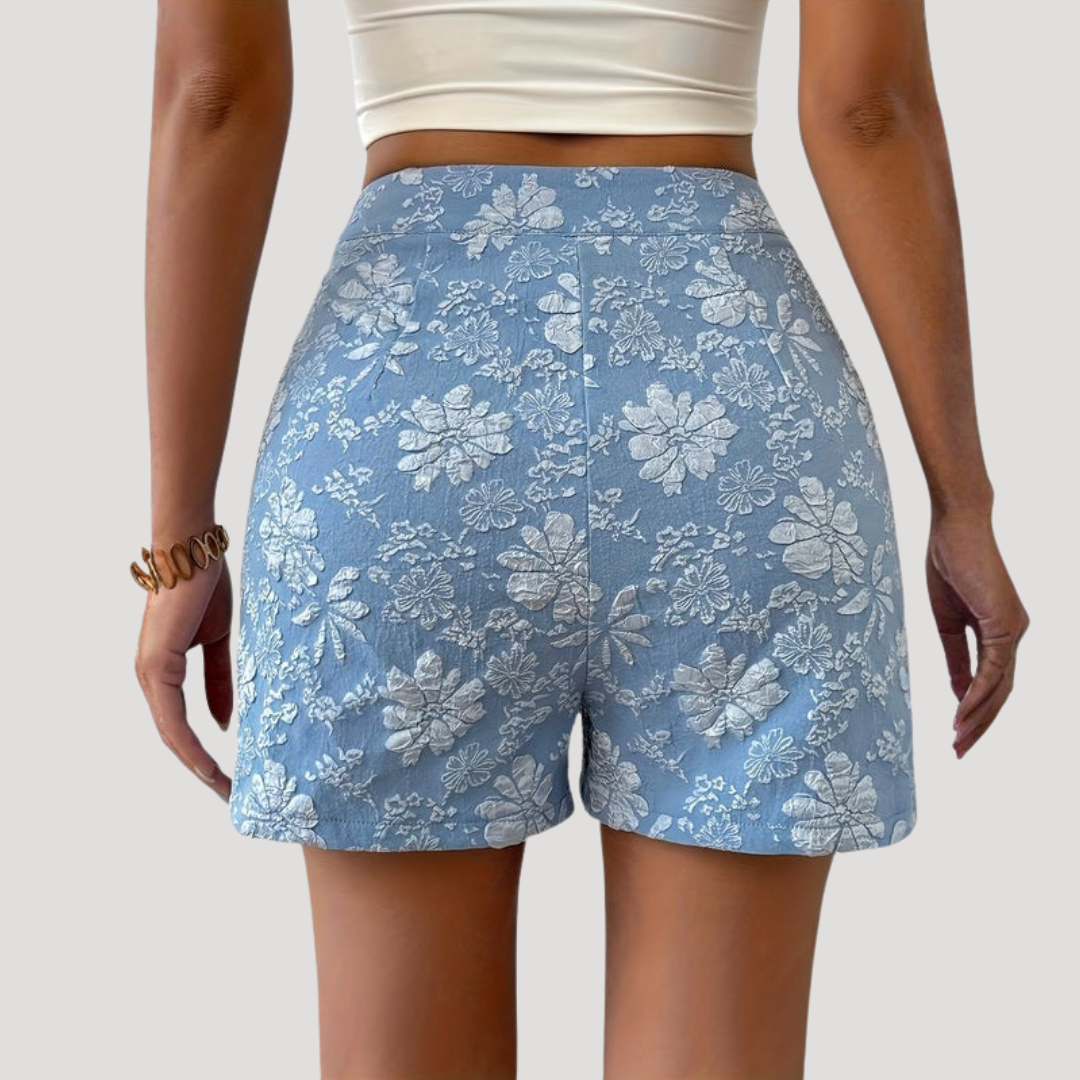 Bruna | Short Donna Elegante a Vita Alta con Stampa Floreale