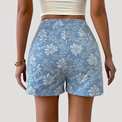 Bruna | Short Donna Elegante a Vita Alta con Stampa Floreale