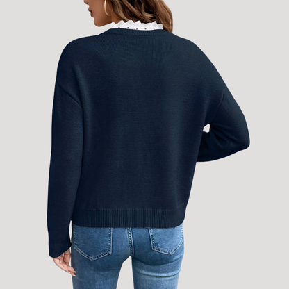 Frances | Pullover Donna Maniche Lunghe Col V Chic
