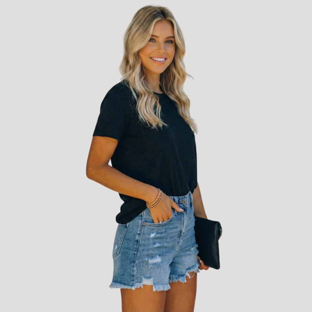 Ana Sofia | Short in Jeans Donna Vita Alta Strappato