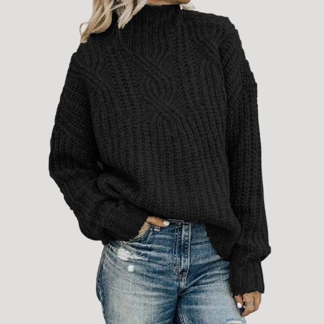 Aimee | Maglione Donna in Maglia Intrecciata con Collo Alto