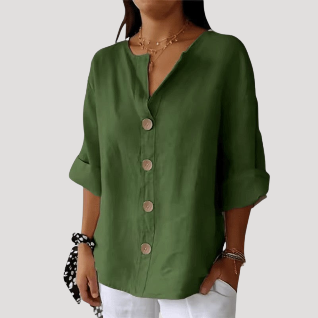 Selena | Blusa Donna Buttonata in Lino Casual