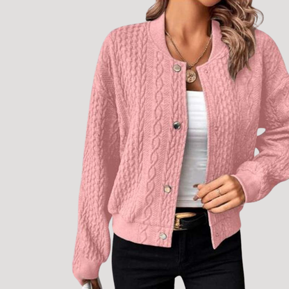 Tiziana | Cardigan Donna in Maglia Intrecciata con Bottoni