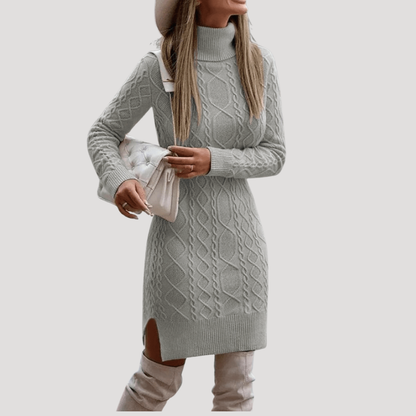 Aurelia | Abito Midi Donna in Maglia Torcigliata con Collo Alto