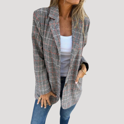 Paola | Blazer Donna Tailleur a Quadri con Collo Revers