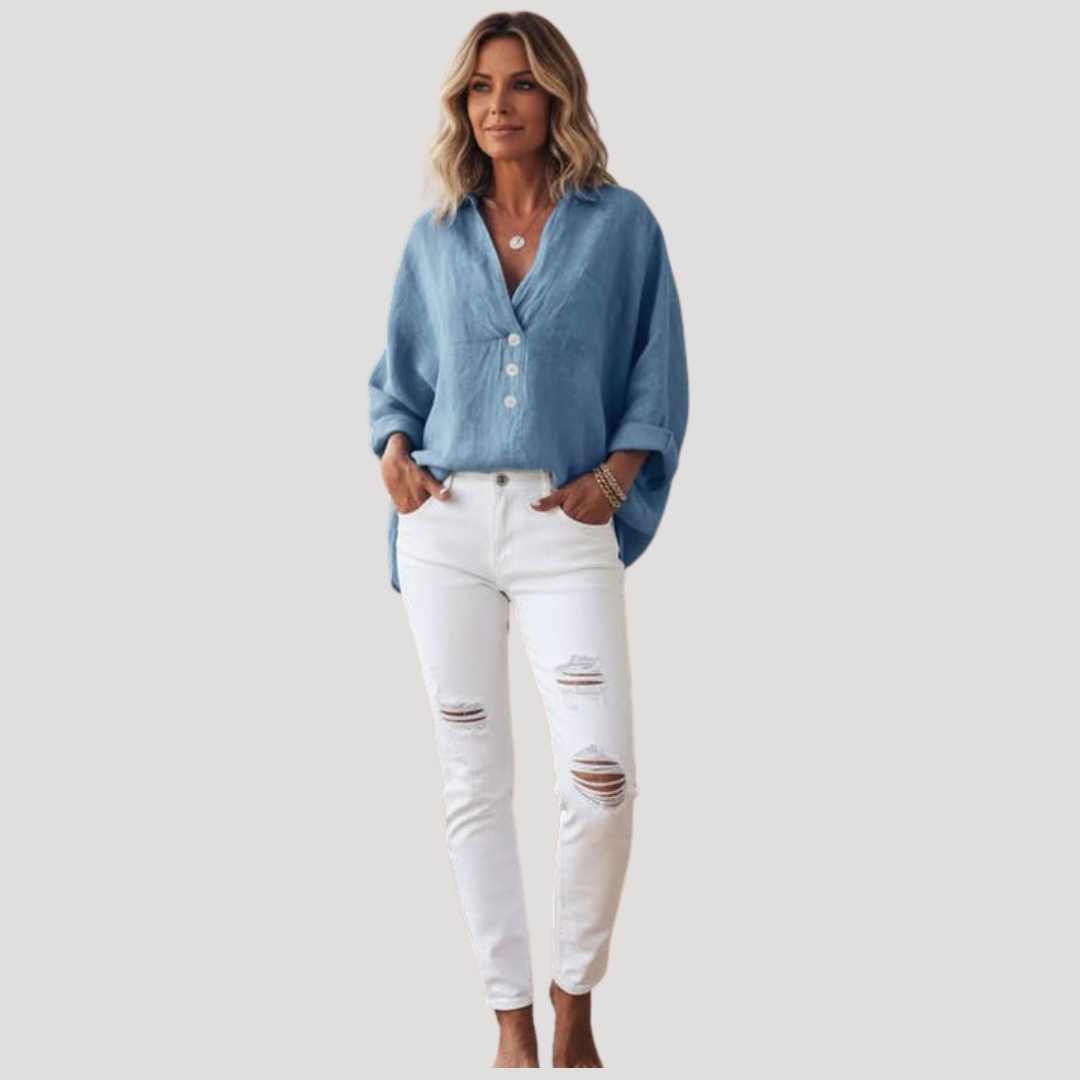Arianna | Blusa Donna Fluida con Dettaglio Bottone