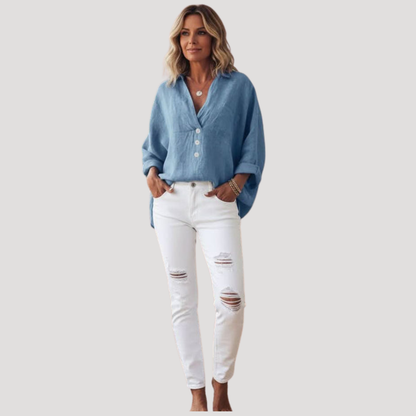 Arianna | Blusa Donna Fluida con Dettaglio Bottone