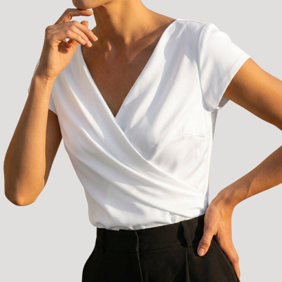 Maeve | Blusa fluida ed elegante con scollatura a V e maniche corte
