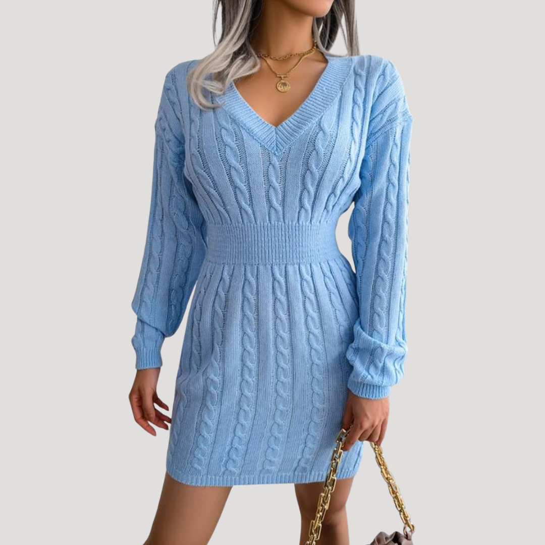Esther | Abito Midi Donna in Maglia Taglio Svasato Maniche Lunghe