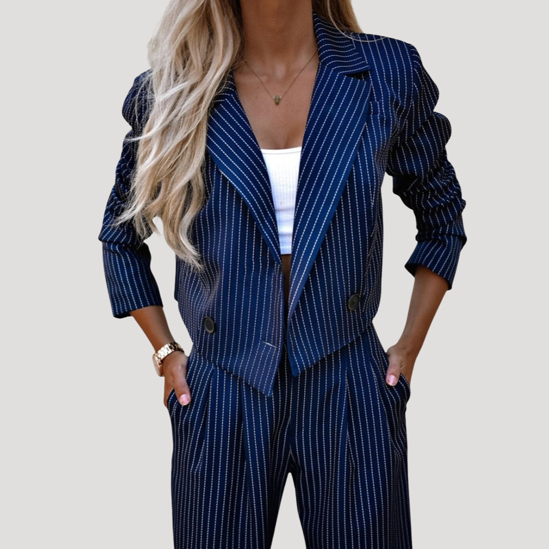 Mafalda | Completo Tailleur Donna Striato Pantaloni Largo