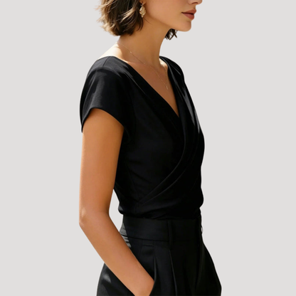 Lia | Blusa Cache-Cœur Donna Collo V Maniche Corte