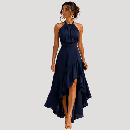 Beatrice | Abito Lungo Donna Col Halter a Volant Elegante