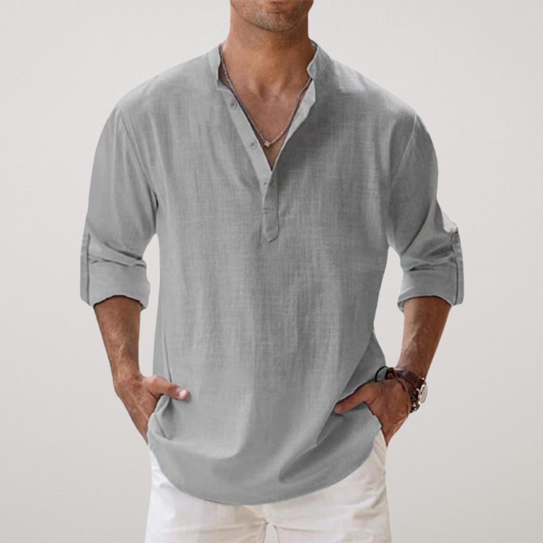 Francesco | Camicia Henley a maniche lunghe con collo alla coreana da uomo