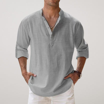 Francesco | Camicia Henley a maniche lunghe con collo alla coreana da uomo
