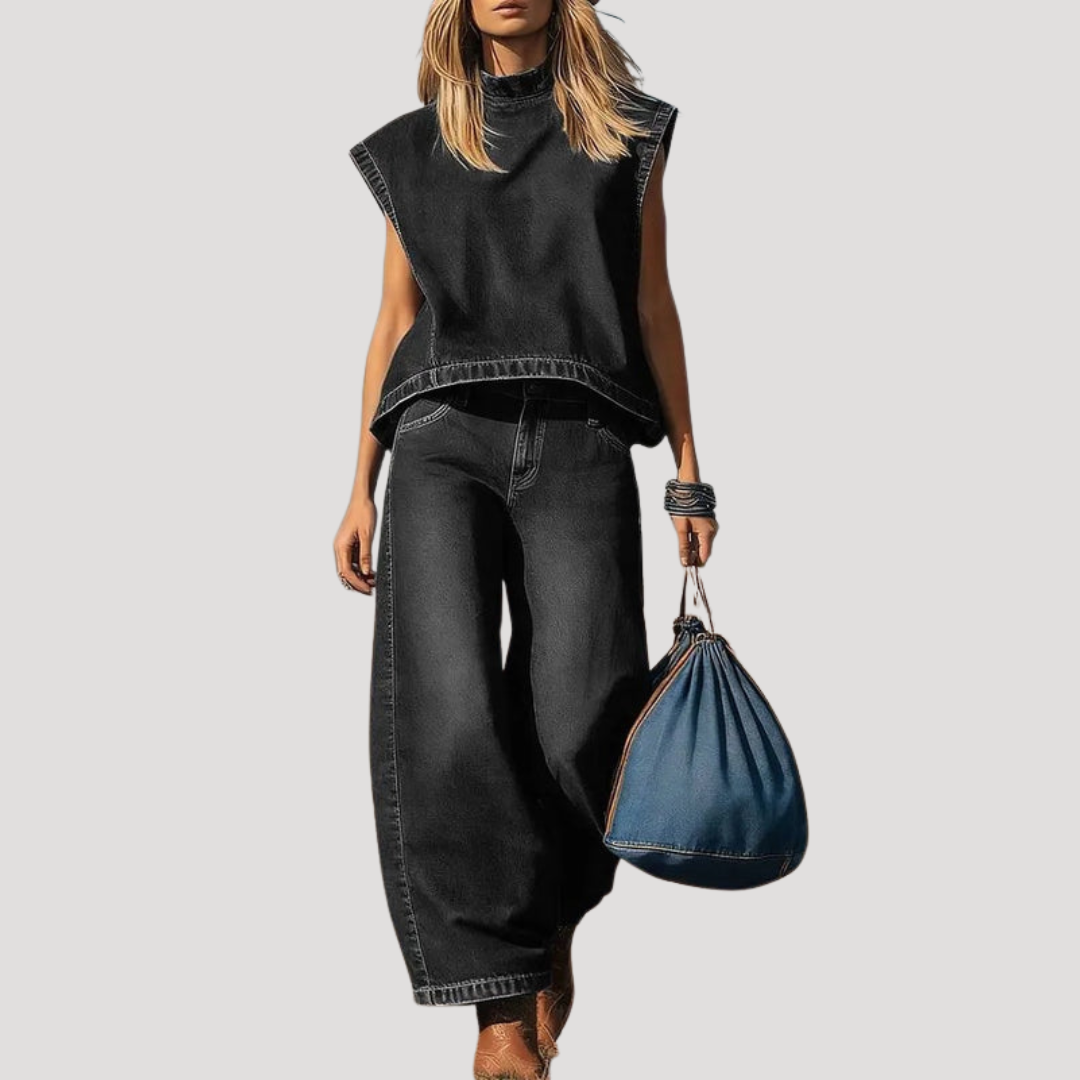 Sabine | Completo Donna Jean Pantalone Largo Tendenza