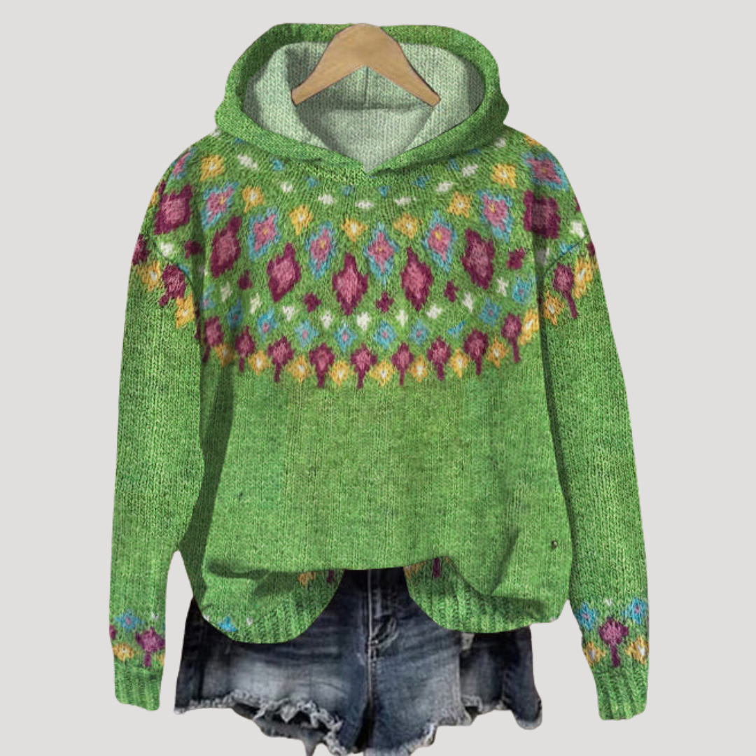 Luisa Maria | Pullover con Cappuccio Donna Vintage Maniche Lunghe