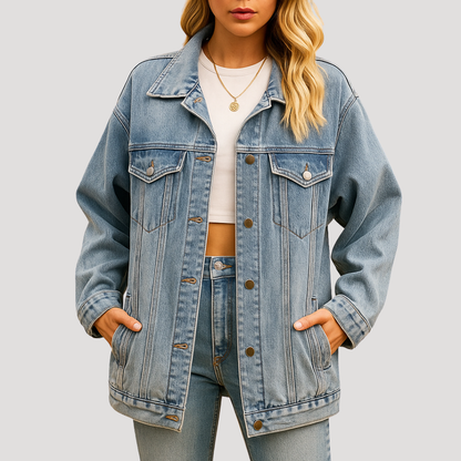 Lidia | Giacca Donna Oversize Bottonata in Denim