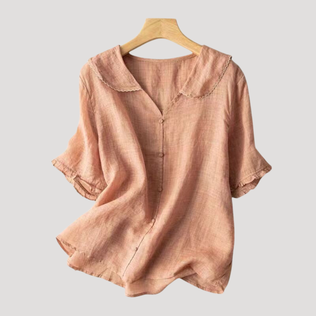 Odile | Blusa Donna in Lino Maniche Puffate Casual