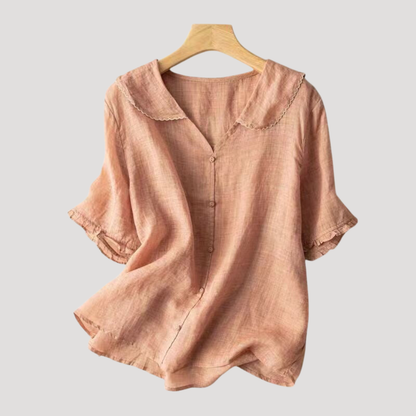 Odile | Blusa Donna in Lino Maniche Puffate Casual