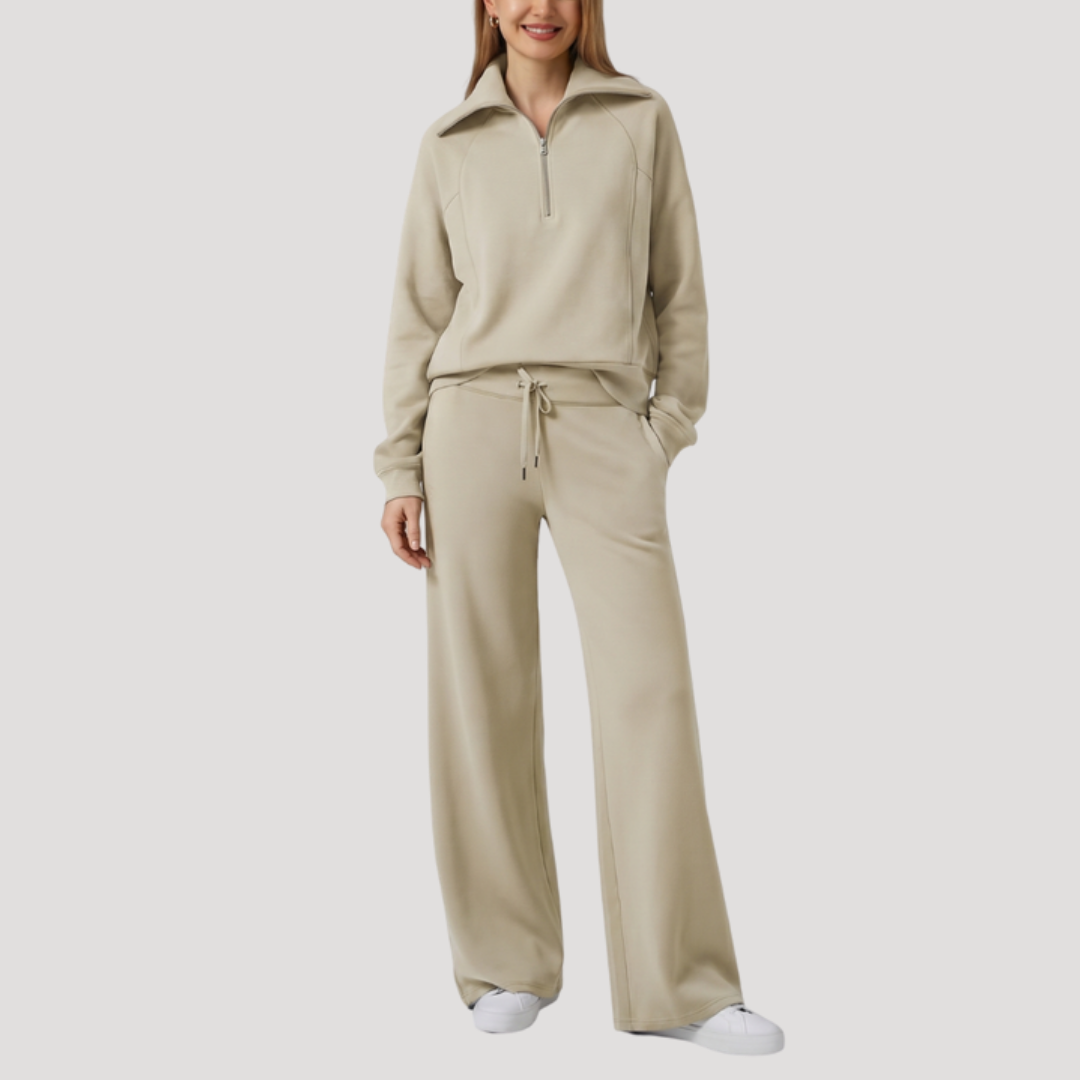 Maria Carmen | Completo Sportivo Donna Mezzo Zip con Pantaloni Larghi
