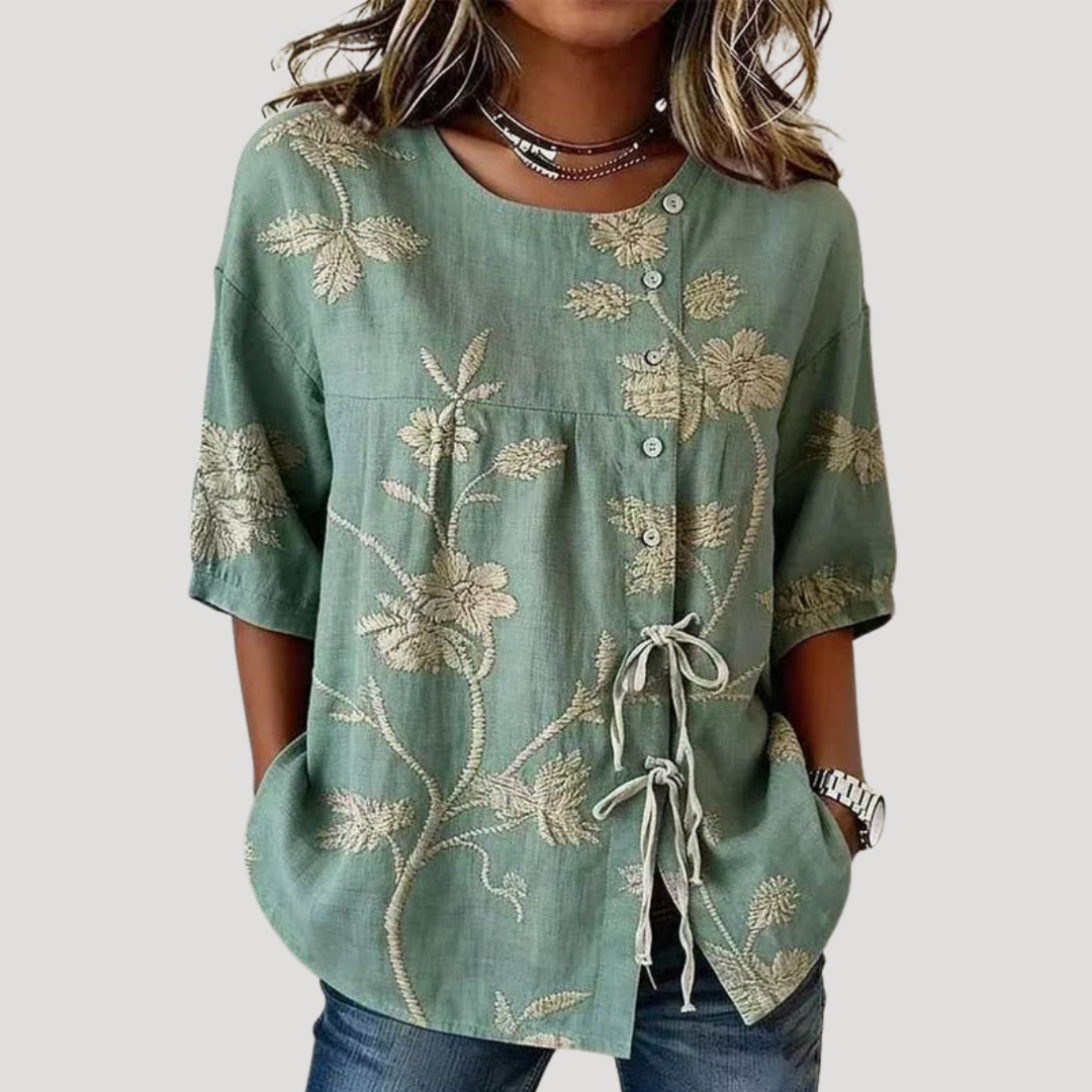 Letizia | Blusa Donna Floreale Bohemien Maniche Corte