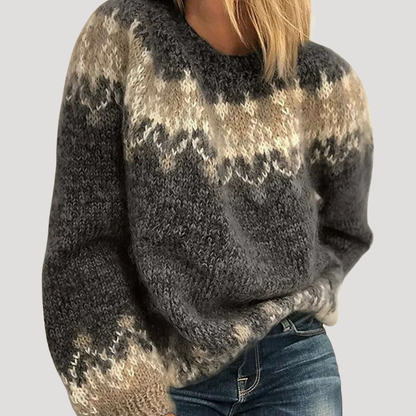 Dora | Pull Donna a Motivi Collo Rotondo