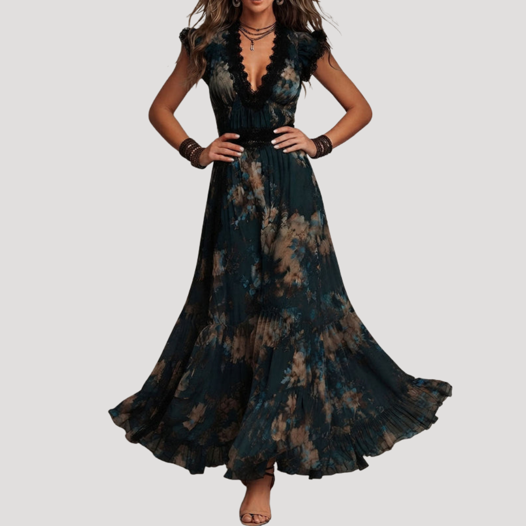 Laura Maria | Abito Lungo Floreale Pizzo Bohemien