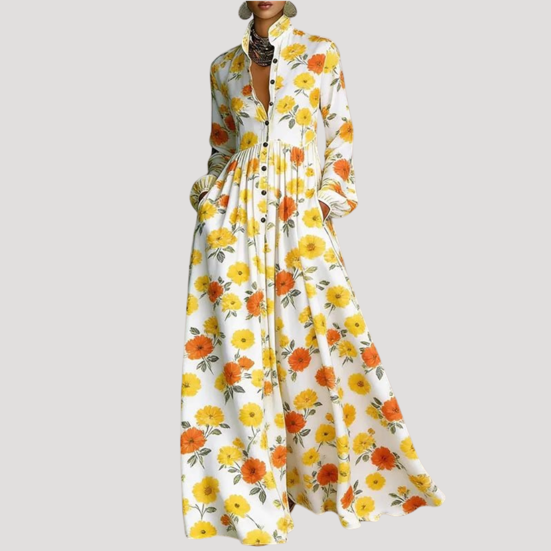 Jeanne | Robe Lunga Elegante Donna Con Bottoni