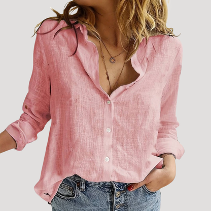 Flavia | Blusa leggera e traspirante in lino a maniche lunghe