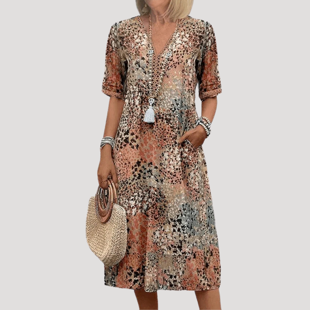 Victoria | Abito midi floreale bohémien elegante