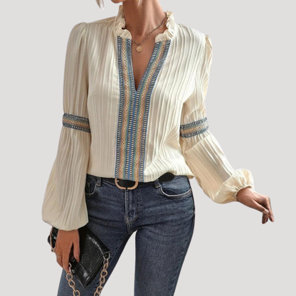 Tatiana | Blusa Donna Bohemien Ricamata Maniche Svasate