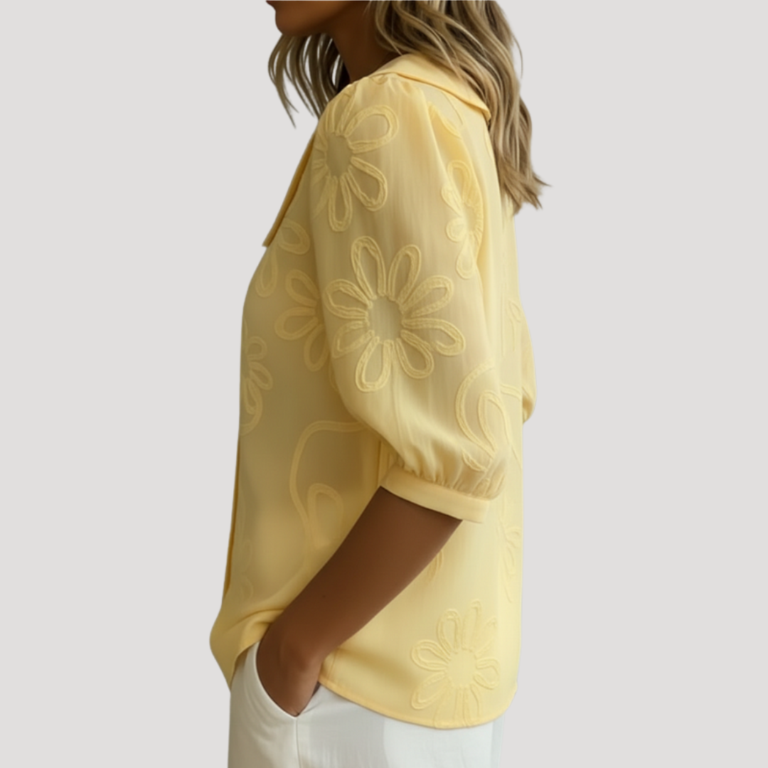 Jeanne | Blusa in Pizzo Donna Floreale Maniche Corte