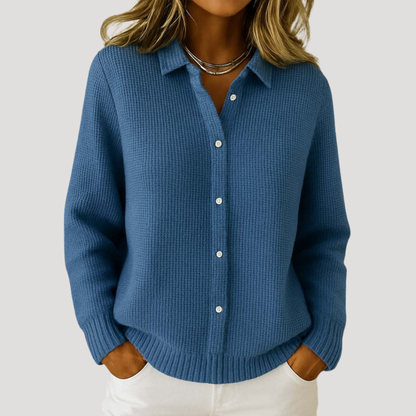 Ambra | Pullover Donna Casual Collo Camicia Maniche Lunghe
