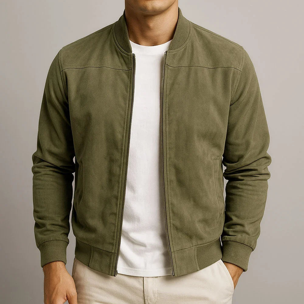 Fabrizio | Bomber in finto camoscio con zip da uomo