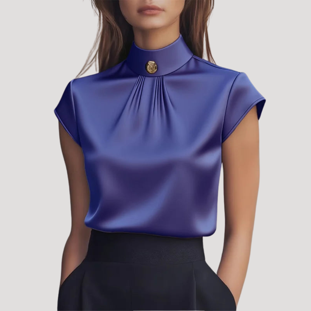 Erin | Blusa Donna Collo Alto Elegante Maniche Corte