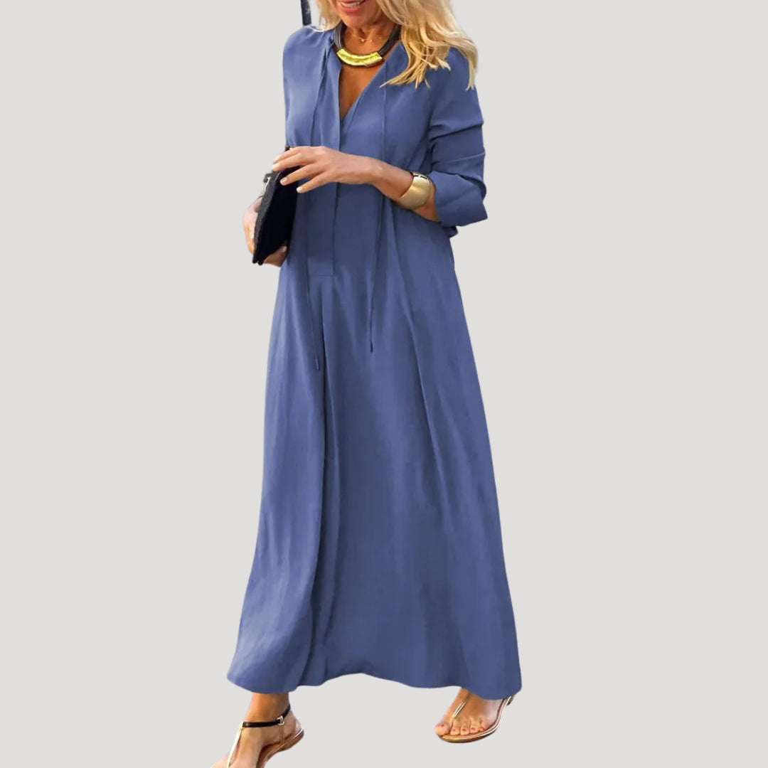 Elisa | Abito lungo fluido maniche lunghe chic