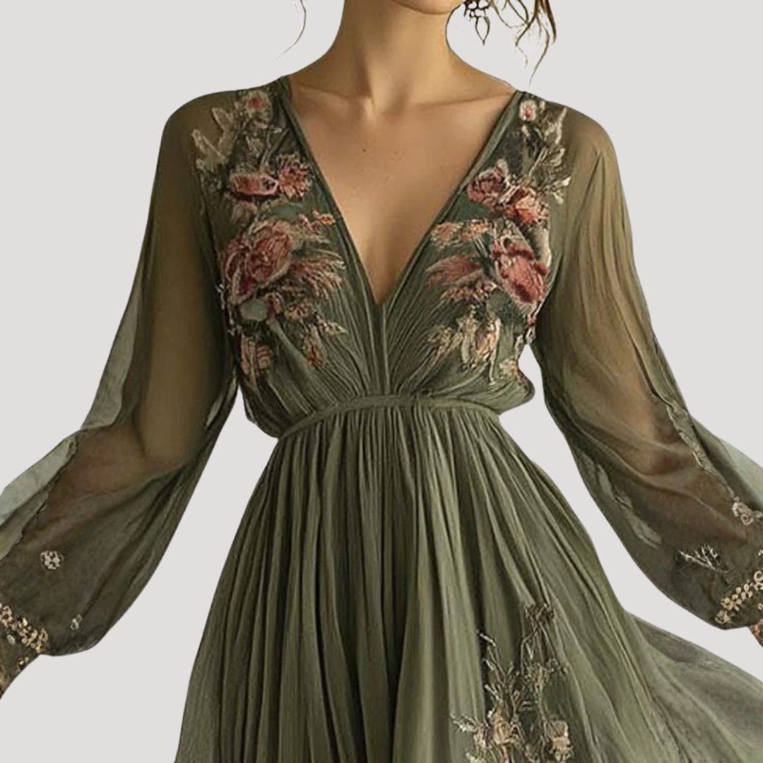 Marta | Robe lunga elegante a fiori fluida
