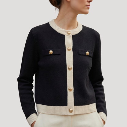Marie Helene | Cardigan Donna in Maglia Bottonato con Bordature Contrastanti