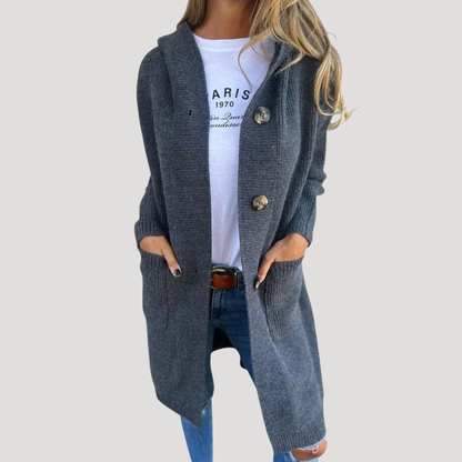 Monica | Gilet Donna con Cappuccio e Bottoni Casual