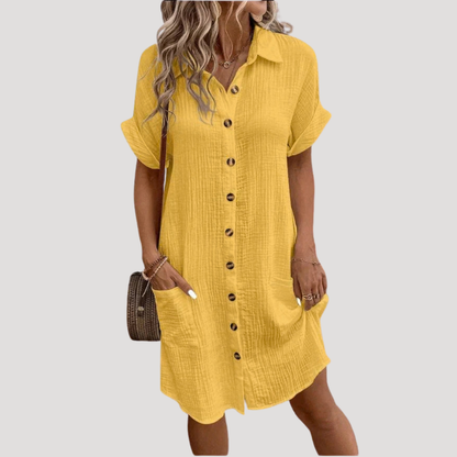 Perrine | Robe trapezio corta camicia bottonata elegante d'estate