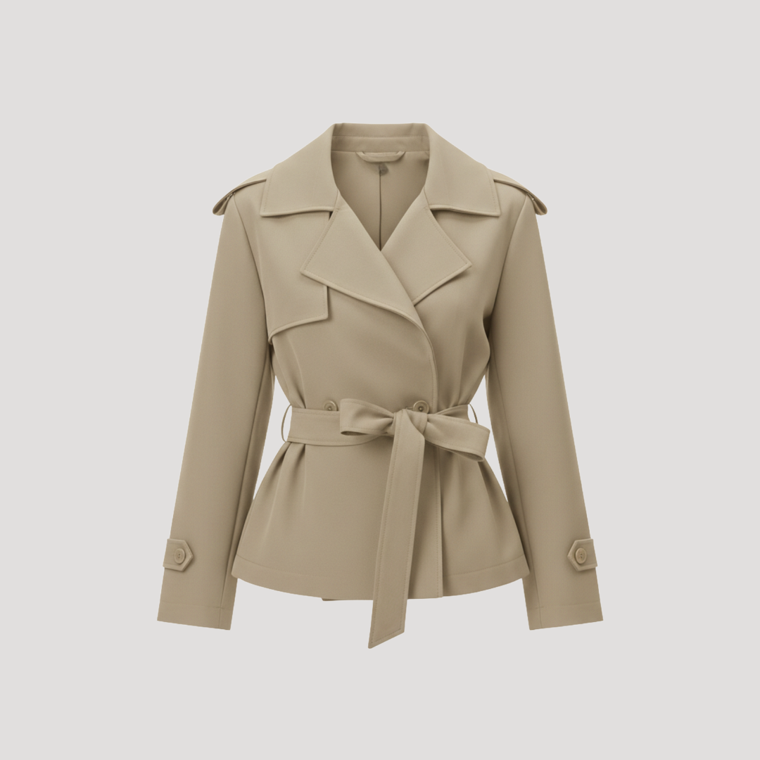 Lourdes | Trench Corto Femminile Scolpito con Cintura da Annodare