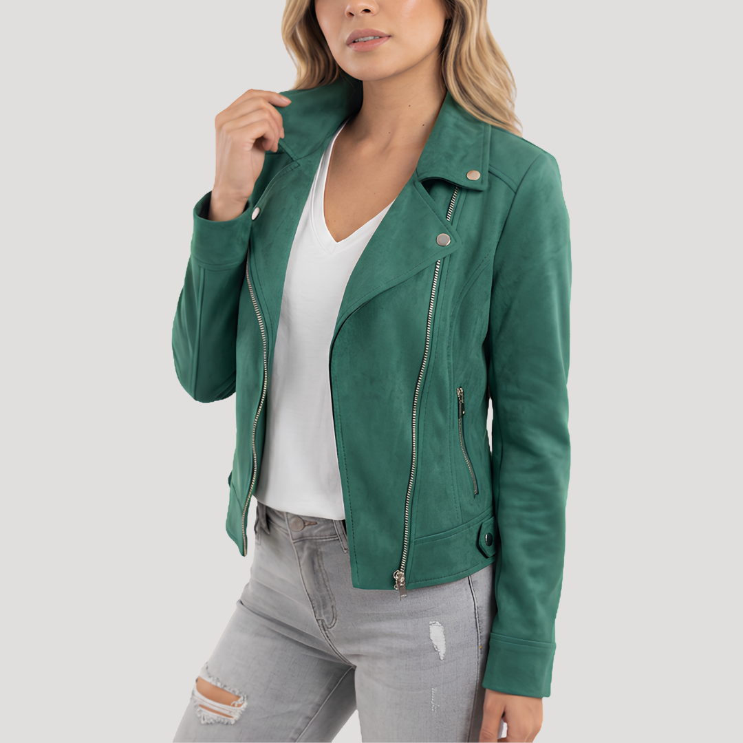 Marta | Giacca Biker Donna con Chiusura Zippata Asimmetrica