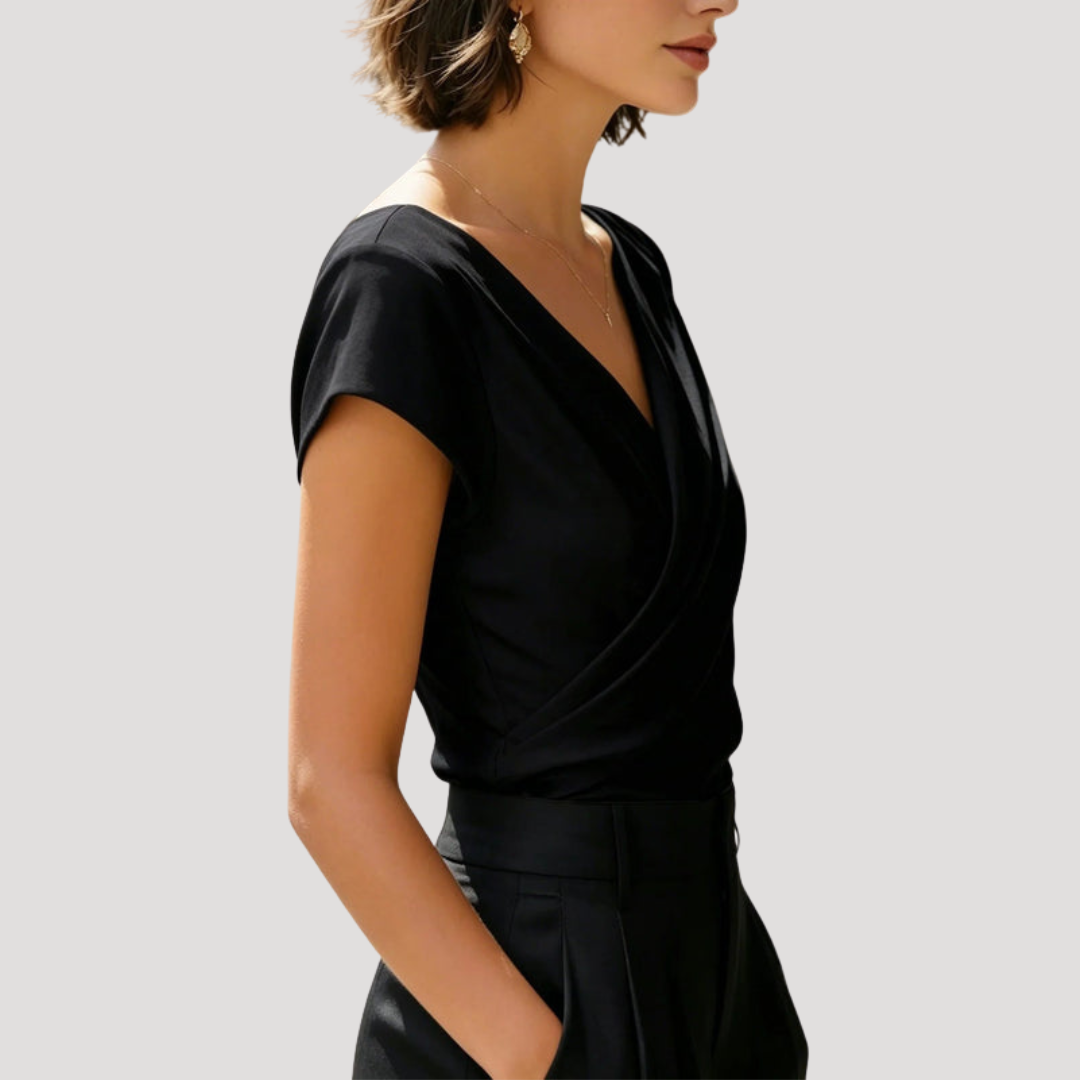 Georgia | Blusa Cache-Cœur Donna Collo V Maniche Corte