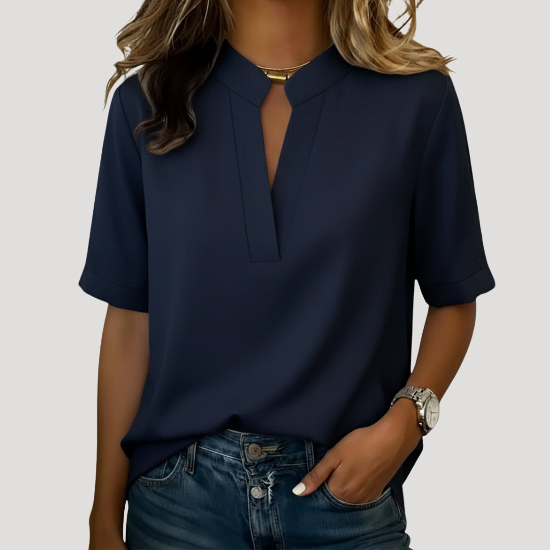 Blandine | Blusa Donna Chic Col V Maniche Corte