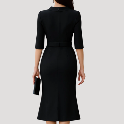Lea | Robe Midi Cintrée Ceinturée Femme